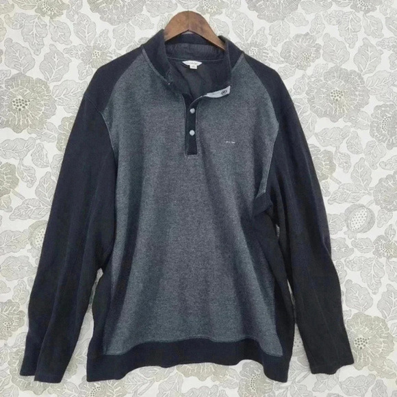 Calvin Klein Mock Neck button up‎ pullover Sweatshirt Men's 2XL 2341 - Picture 1 of 8